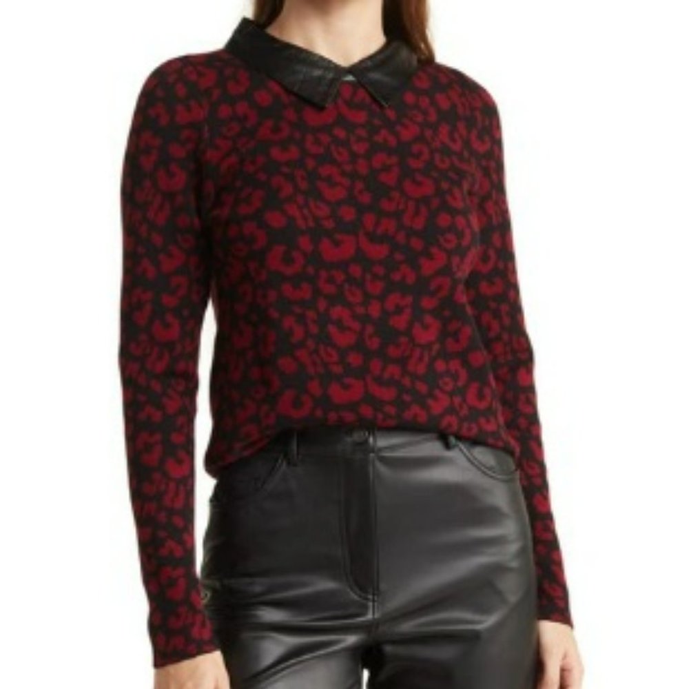 BELLDINI Faux Leather Collar Leopard Print